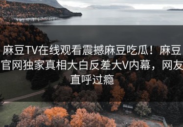 麻豆TV在线观看震撼麻豆吃瓜！麻豆官网独家真相大白反差大V内幕，网友直呼过瘾