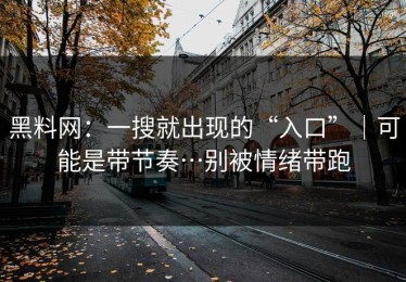 黑料网：一搜就出现的“入口”｜可能是带节奏…别被情绪带跑