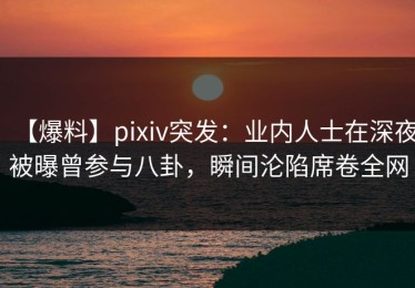 【爆料】pixiv突发：业内人士在深夜被曝曾参与八卦，瞬间沦陷席卷全网