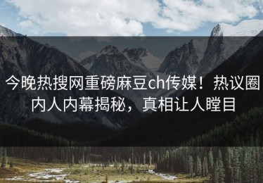 今晚热搜网重磅麻豆ch传媒！热议圈内人内幕揭秘，真相让人瞠目