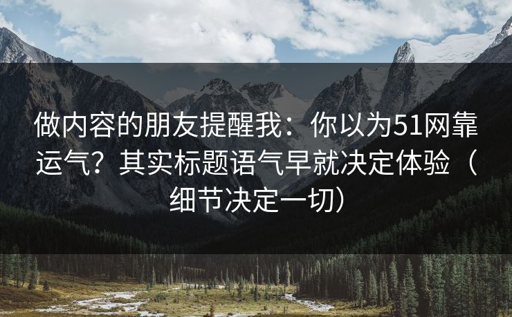 做内容的朋友提醒我：你以为51网靠运气？其实标题语气早就决定体验（细节决定一切）