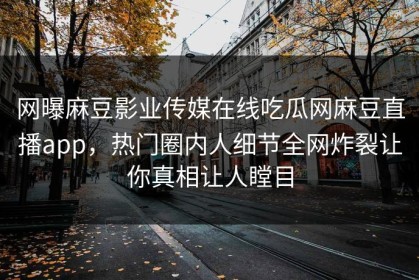 网曝麻豆影业传媒在线吃瓜网麻豆直播app，热门圈内人细节全网炸裂让你真相让人瞠目