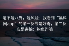 这不是八卦，是风险：我看到“黑料网app”的第一反应是好奇，第二反应是害怕：钓鱼诈骗