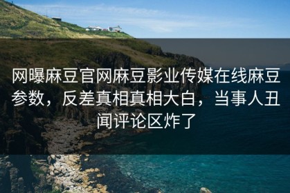 网曝麻豆官网麻豆影业传媒在线麻豆参数，反差真相真相大白，当事人丑闻评论区炸了