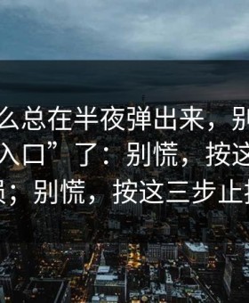 它为什么总在半夜弹出来，别再问“哪里有入口”了：别慌，按这三步止损；别慌，按这三步止损
