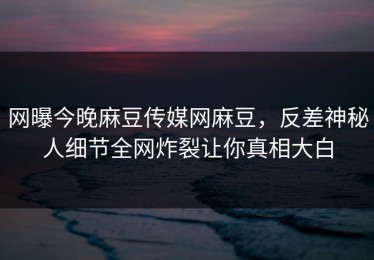 网曝今晚麻豆传媒网麻豆，反差神秘人细节全网炸裂让你真相大白