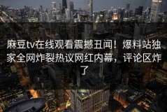 麻豆tv在线观看震撼丑闻！爆料站独家全网炸裂热议网红内幕，评论区炸了